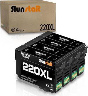 RunStar Remanufactured 220 Black Ink Cartridge Replacement for Epson 220XL T220XL T220 XL Work for Workforce WF-2760 WF-2750 WF-2660 WF-2650 WF-2630 XP-424 XP-420 XP-320 Inkjet Printer (4-Pack BK)