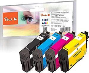 Peach E603 Printer Cartridges (BK, C, M, Y) Replaces Epson No. 603, C13T03U64010 for Epson Expression Home XP -2100, Epson Expression Home XP -2105, Epson Expression Home XP -3100