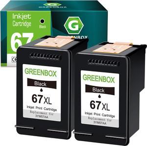 GREENBOX Remanufactured Ink Cartridge Replacement  67 67XL for DeskJet 2732 2755 Envy 6052 6058 6075 DeskJet Plus 4152 4155 4158 Printer (2 Black)