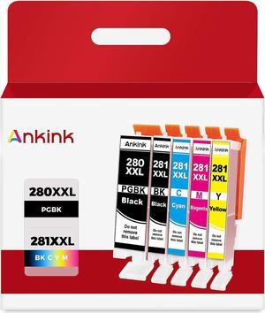 Ankink Compatible Ink Cartridges 280 281 XXL for Canon PGI-280XXL CLI-281XXL Combo 280 281XL PGBK for Pixma TR8520 TR8620 TR8600 TR8500 TR7520 TS6120 TS6220 TS9120 TS6320 TS8300 Printer (5-Pack)