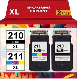 210XL 211XL Combo myCartridge SUPRINT Remanufactured Ink Cartridge Replacement for Canon 210XL 211XL Black Color for PIXMA MX410 IP2700 IP2702 MP240 MP250 MP495 MX340 Printer 210XL 211XL Ink Cartridge