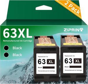 ZIPRINT Remanufactured Ink Cartridge Replacement  63 XL 63XL Black High Yield Use with OfficeJet 3830 3630 3631 3632 4650 4652 4655 5252 5255 5258 DeskJet 1112 2130 2132 Envy 4520 4512 (2Black)