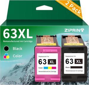 ZIPRINT Remanufactured Ink Cartridge Replacement  63XL 63 Combo Pack use with HP Officejet 4650 5255 3830 Envy 4520 Series, Deskjet 3630 1112 2130 Series Printer(1 Black and 1 Tricolor,2Pack)