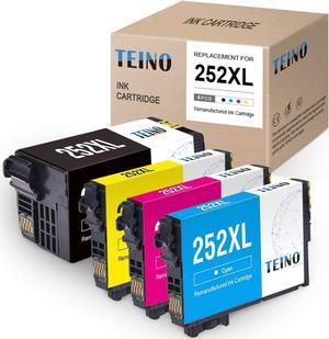 TEINO 252XL Remanufactured Ink Cartridges Replacement for Epson 252 252XL 252 XL use with Workforce WF-7710 WF-3640 WF-7720 WF-3620 WF-7620 WF-7610 WF-7210 (Black Cyan Magenta Yellow, 4-Pack)