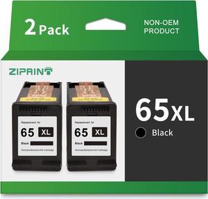 ZIPRINT Remanufactured Ink Cartridge Replacement  65XL 65 XL use with Deskjet 3755 3752 2655 2652 2622 3758 2624 3720 2635 3722 Envy 5055 5052 5010 5020 5030 Printer (Black, 2-Pack)