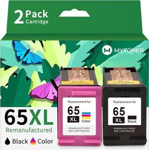 MYTONER Remanufactured Ink Cartridge Replacement  65XL 65 XL High Yield Ink  Envy 5052 5055 5058 DeskJet 2622 3755 2624 2652 2655 3720 3752 3721 3722 3723 3758 Printer(Black Tri-color,2PK)