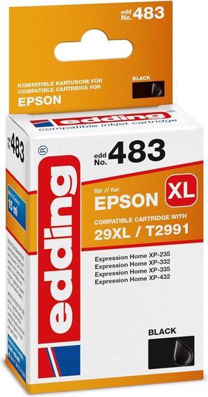 edding EDD-483 Ink Cartridge - Single Cartridge - Black - 15 ml - Yield 665 Pages - Replaces Epson T29XL (T2991)