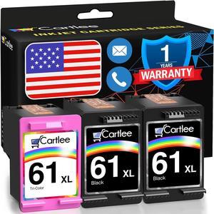 Cartlee Pack of 3 Remanufactured 61XL High Yield Ink Cartridges for Deskjet 1000 1010 1050 1055 1510 1512 2000 2050 2510 2512 2540 2542 2543 2549 3000 3050 Envy 4500 4501 4502 4503 4504 (Black, Color)