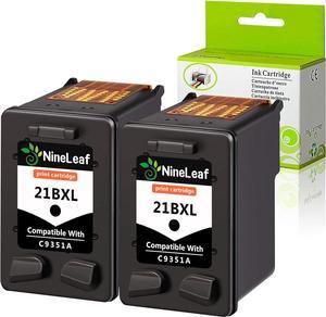 NineLeaf 2 Pack Remanufactured C9351A 21XL Black Ink Cartridge Compatible  21 Use in HP Deskjet 3940v D1311 D1320 D1330 D1341 D1360 D1368 D1400 D1415 (Show Ink Level)