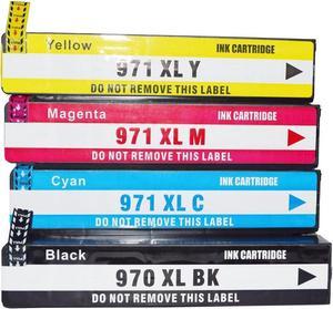 Ouguan Ink ® 4 Pack Ink Cartridge Replacement  970XL 971XL HP 970 971 (CN625AM CN626AM CN627AM CN628AM)  Officejet Pro X576dw X476dw X476dn X451dn X551dw Printers