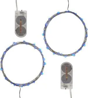 Battery Operated LED Fairy String Lights, Blue - Set of 2