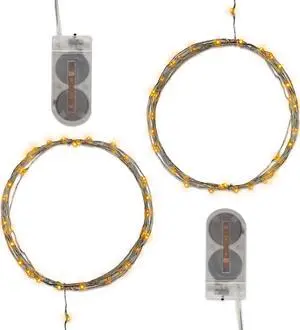 Battery Operated LED Fairy String Lights, Amber - Set of 2