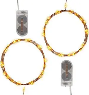 Battery Operated LED Fairy String Lights, Copper - Set of 2
