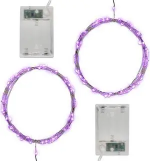 Battery Operated LED Fairy String Lights, Purple - Set of 2