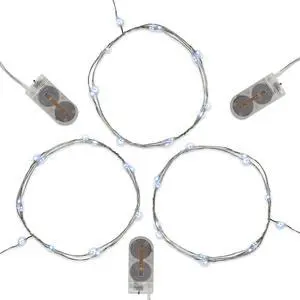 Battery Operated LED Fairy String Lights, Cool White - Set of 3