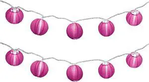 Electric String Lights with 10 Nylon Lanterns - Fuchsia