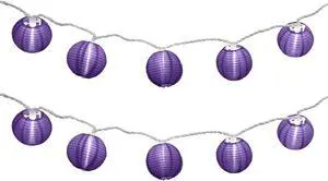 Electric String Lights with 10 Nylon Lanterns - Purple