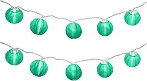 Electric String Lights with 10 Nylon Lanterns - Turquoise
