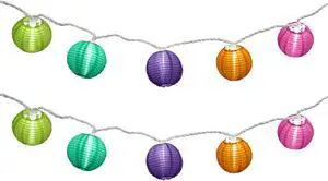 Electric String Lights with 10 Nylon Lanterns - Multicolor