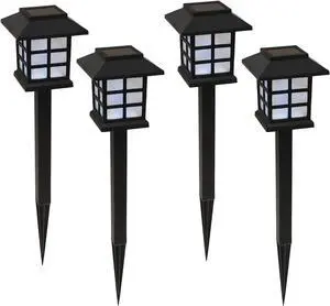 Solar Powered Ground Lights, Black Window - Set of 4