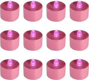 Battery Operated Tea Light Candles, Pink - Set of 12