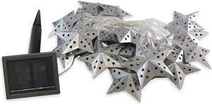 Solar Powered String Lights with 20 Silver Metal Stars