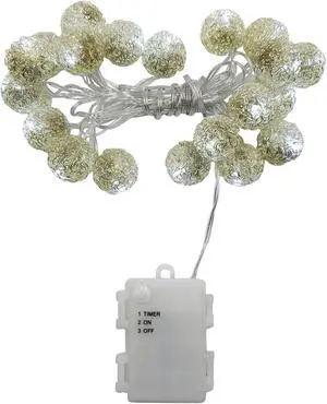 Battery Operated String Lights with 20 Distressed Silver Balls
