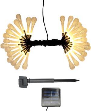 Solar Powered Crystal Water Drop String Lights - Soft White