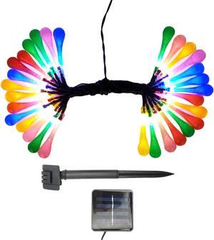 Solar Powered Crystal Water Drop String Lights - Multicolor