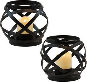 Metal Candleholders with Battery Operated LED Candles - Set of 2