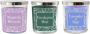 Scented Wax Candles, Botanical Collection - Set of 3