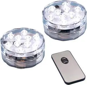 Submersible Battery Operated White LED Lights with Remote Control - Set of 2