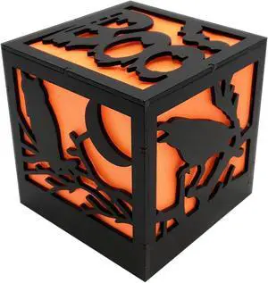 Battery Operated Lighted Orange Halloween Box