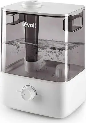 Classic300 Ultrasonic Top Fill Humidifier, Extra Large 6L Tank Last 60-Hour - Super Quiet, Easy to Use and Clean, 360° Rotation Nozzle, Simple Knob Control, Handle, Auto Shut Off, Gray