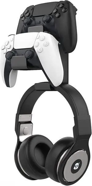 MoKo Controller Holder, Dual Gamepad Controller & Headphone Hanger for Xbox One, Xbox 360, PS3, PS4, PS5, PC, STEAM, Switch/Switch 2, Wall Mount Stand for All Universal Headsets, Black MoKo Controller Holder, Dual Gamepad Controller & Headphone Hanger for Xbox One, Xbox 360, PS3, PS4, PS5, PC, STEAM, Switch/Switch 2, Wall Mount Stand for All Universal Headsets, Black