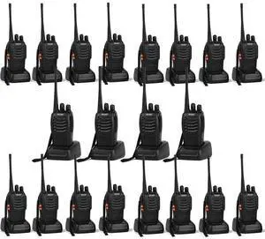 Ansoko 20 Pack Walkie talkies Long Range with Earpiece Rechargeable UHF 2 Way Radio 16-Channel for Outdoor Warehouse Factory Security Com Travel etc.(Pack of 20)