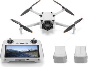 DJI Mini3 4K HD Aerial Drone, Lightweight and Easy to Carry Level 5 Wind Resistant, Multi-angle Intelligent Shooting Quadcopter Drone, 3 Batteries Remote control with screen