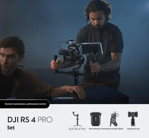 DJI RS4 Pro 3-Axis Gimbal Stabilizer for DSLR Cameras, Compatible with Multiple Camera Brands, Supports Vertical Shooting, Maximum Load Capacity 4.5kg, Premium Package