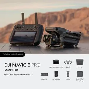 DJI Mavic3Pro High-Definition Aerial Photography Drone Features a 45-minute extended-duration battery Supports 15-kilometer transmission range Equipped with RC Pro remote controller Includes 3 batte