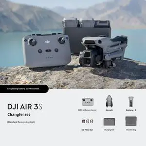 DJI Air3s Professional HD dual-camera aerial drone with omni-directional obstacle avoidance and auto-tracking, Normal Remote Control, 3 batteries