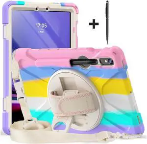 Samsung Galaxy Tab S10 FE 10.9" 2025/S9 FE 10.9 Inch 2023/S9/S8/S7 11 Inch Case, Heavy Duty Shockproof Rugged Case with S Pen Holder, Hand Strap, Carrying Shoulder Strap, Kickstand
