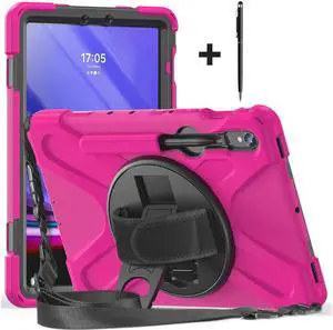 Samsung Galaxy Tab S10 FE 10.9" 2025/S9 FE 10.9 Inch 2023/S9/S8/S7 11 Inch Case, Heavy Duty Shockproof Rugged Case with S Pen Holder, Hand Strap, Carrying Shoulder Strap, Kickstand