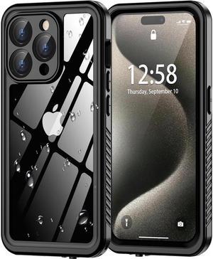 BONAEVER for iPhone 15 Pro Case Waterproof Shockproof [IP68 Waterproof] [Built-in Screen & Lens Protector] [Du Standproof][Real 360°] Rugged Protective Case For iPhone 15 Pro 6.1 inch Black