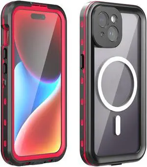BONAEVER for iPhone 15 6.1 inch Waterproof Case Magnetic [Compatible with MagSafe][with Screen Protector][IP68 Underwater][15FT Military Dropproof][Du Standproof] Phone Cover for iPhone 15 6.1" Blue