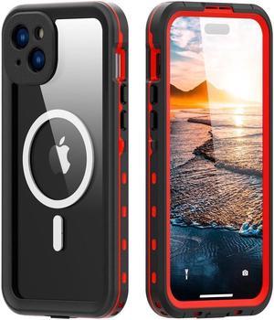 for iPhone 15 Plus 6.7 inch Waterproof Case Magnetic, [Compatible with MagSafe][with Screen Protector][IP68 Underwater][15FT Military Dropproof][Dustproof] Phone Cover for iPhone 15 Plus 6.7" Red