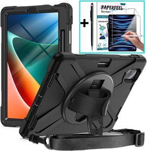 BONAEVER Protective Case for Xiaomi Mi Pad 5  Mi Pad 5 Pro 11 inch 2021 with Pencil Holder  Stand and Portable ShockProof Cover with Rotatable Handle Shoulder Strap Stylus Pen