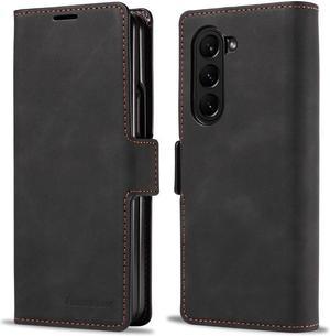 BONAEVER For Samsung Galaxy Galaxy Z Fold 5 Case Premium PU Leather Cover TPU Bumper with Card Holder Stand andidden Magnetic Shockproof Flip Wallet Case for Galaxy Z Fold 5 5G 2023 Released