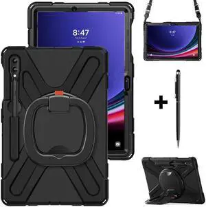 BONAEVER Case for Samsung Galaxy Tab S9 Plus 2023 / S9 FE Plus / S8 Plus 2022 / S7 FE 2021 / S7 Plus 2020 12.4 inch Protective Shockproof Cover with 360 Degree Rotating Stand and /Shoulder Strap