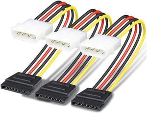 SATA to Molex, 3 Pack 4 Pin Molex to SATA Power Cable - 8 Inches