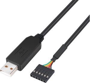 BONAEVER FTDI USB to TTL Serial 3.3V Adapter Cable 6 Pin 0.1 inch Pitch Female Socket Header UART IC FT232RL Chip Windows 11 10 8 7 Linux - 6 feet